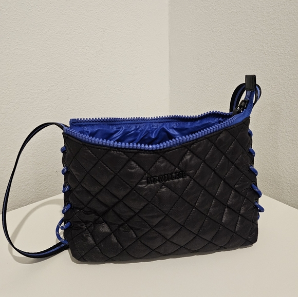 MZ WALLACE Black and Cobalt Small Lace Up Crossbody - Picture 1 of 4